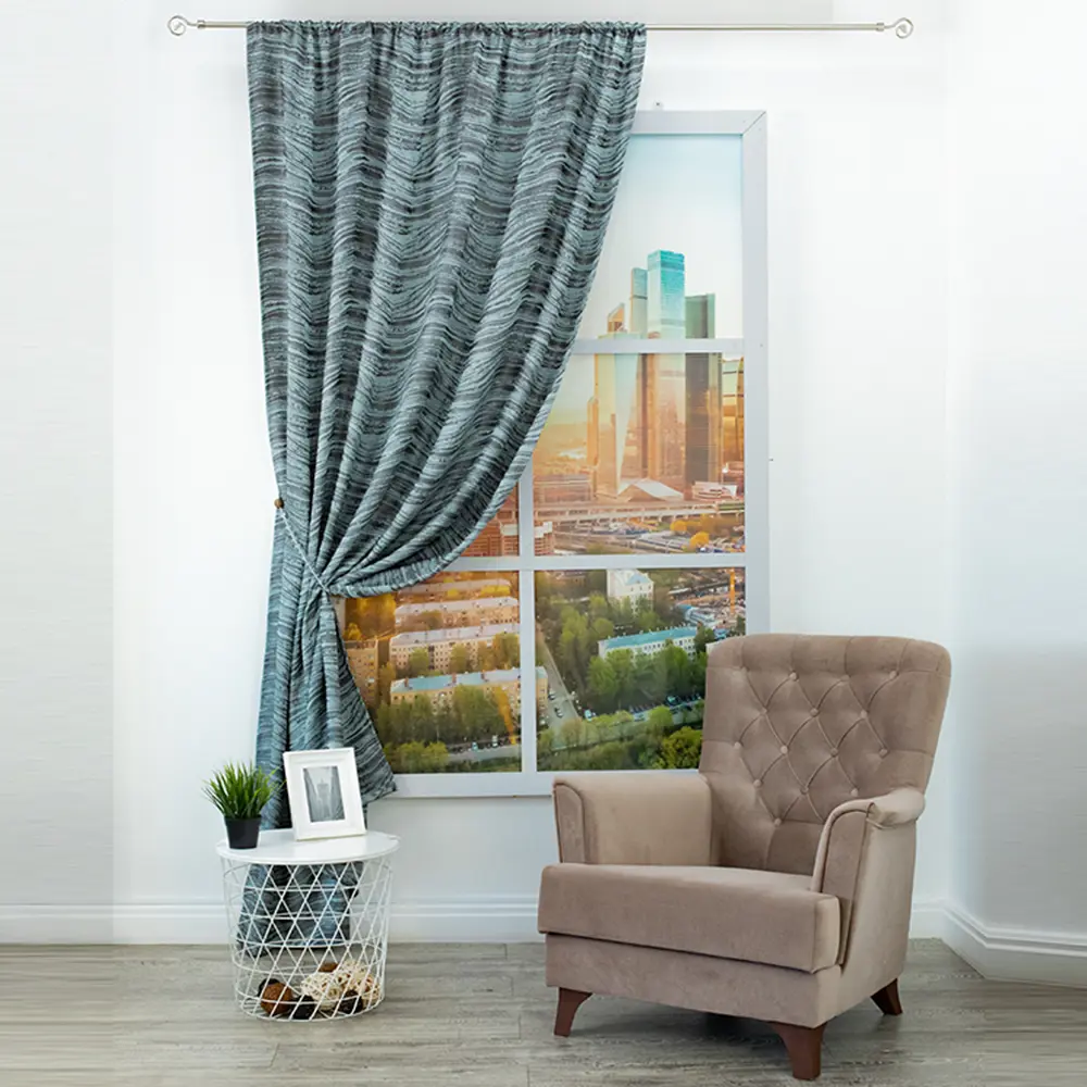 Штора на ленте Волны 28986 160x260 см цвет бирюзовый AMORE MIO STLM-2026792 - Вид №3