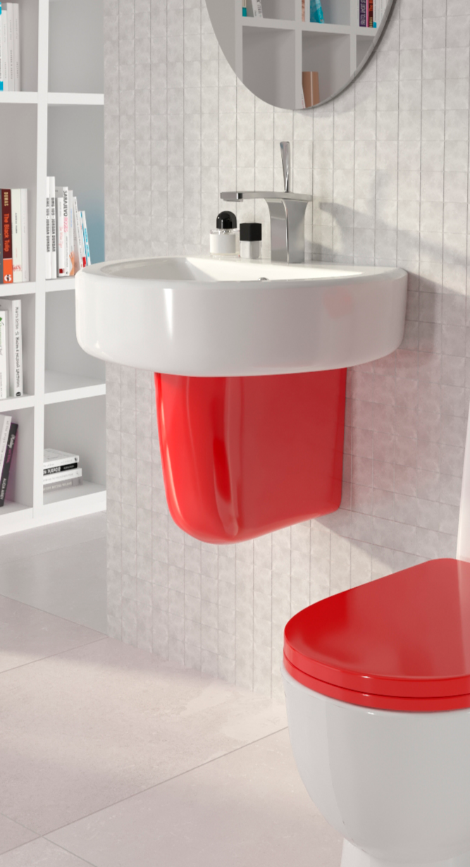 Полупьедестальный умывальник Best Color Red SANITA LUXE BSTSLWB01