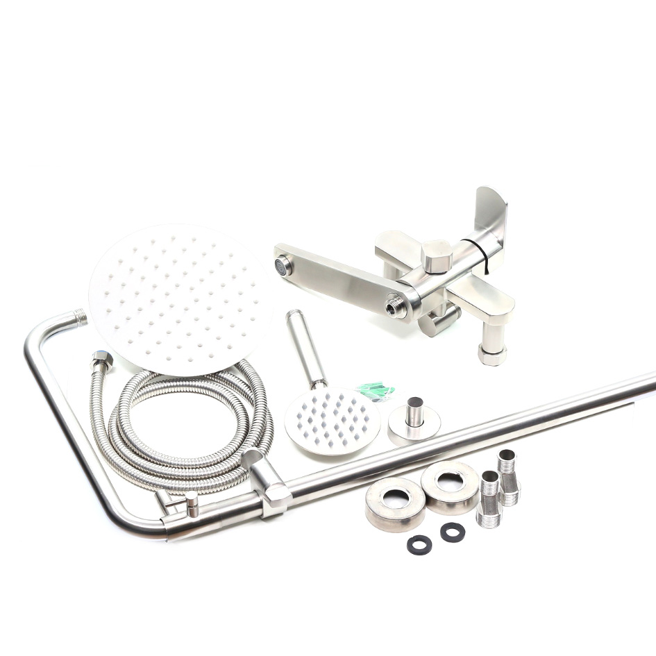Душевая система MELANA-610307 Stello нерж.сталь, с тропическим душем, лейкой и смесителем - Вид №2