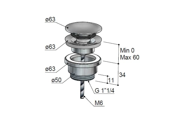 Латунный слив для умывальника Hotbath Guy ARCH-00019073 - Вид №1