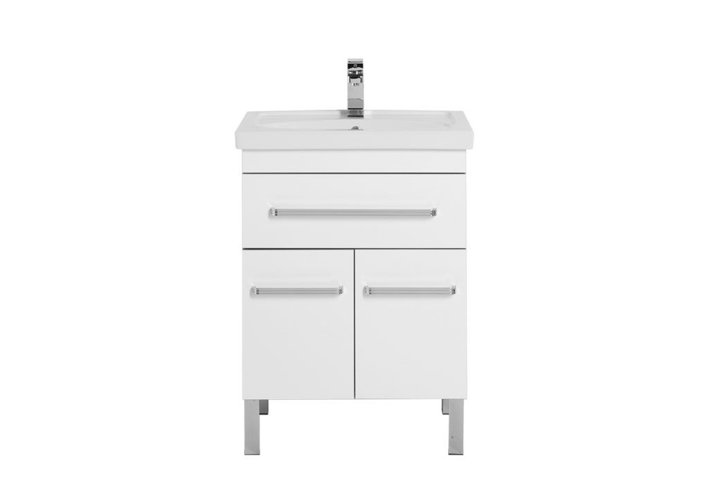 Тумба с раковиной Aquanet Сиена 60 белый (напольный 1 ящик 2 дверцы) 0018636300185476 - Вид №2