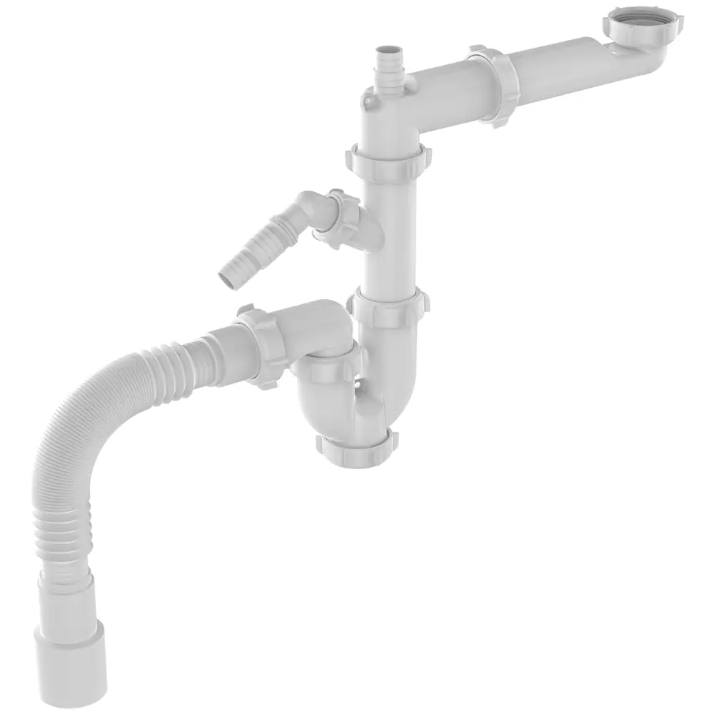 Поворотный сифон EQUATION для двойной мойки с защитой от засоров 89209832 STLM-0807565