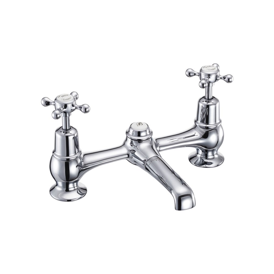 Burlington Смеситель для раковины Claremont с 2 отверстиями и поворотным изливом Полный оборот с черным акцентом CL10 BLA  - Вид №3