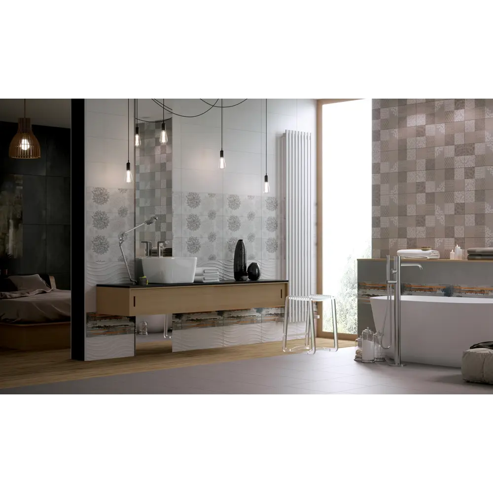 Плитка настенная Osaka 20x50 см 1.3 м² цвет серый 82497523 STLM-2027032 Golden Tile - Вид №3