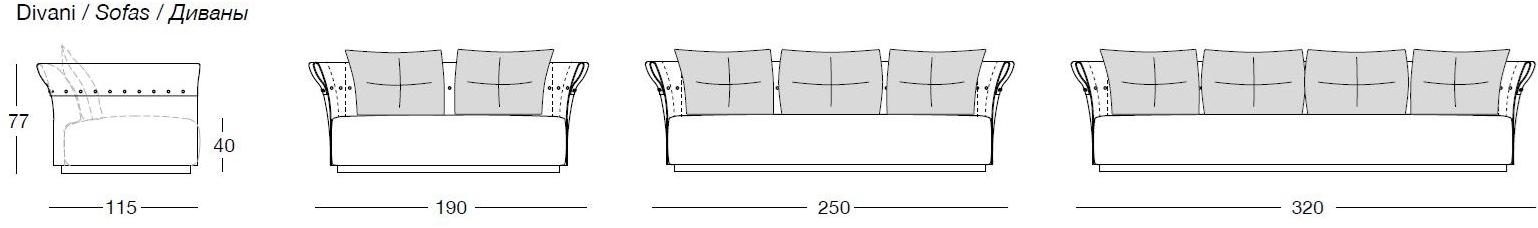 Longhi 3-х местный кожаный диван Loveluxe 2014 – royal collection W 585 - Вид №5