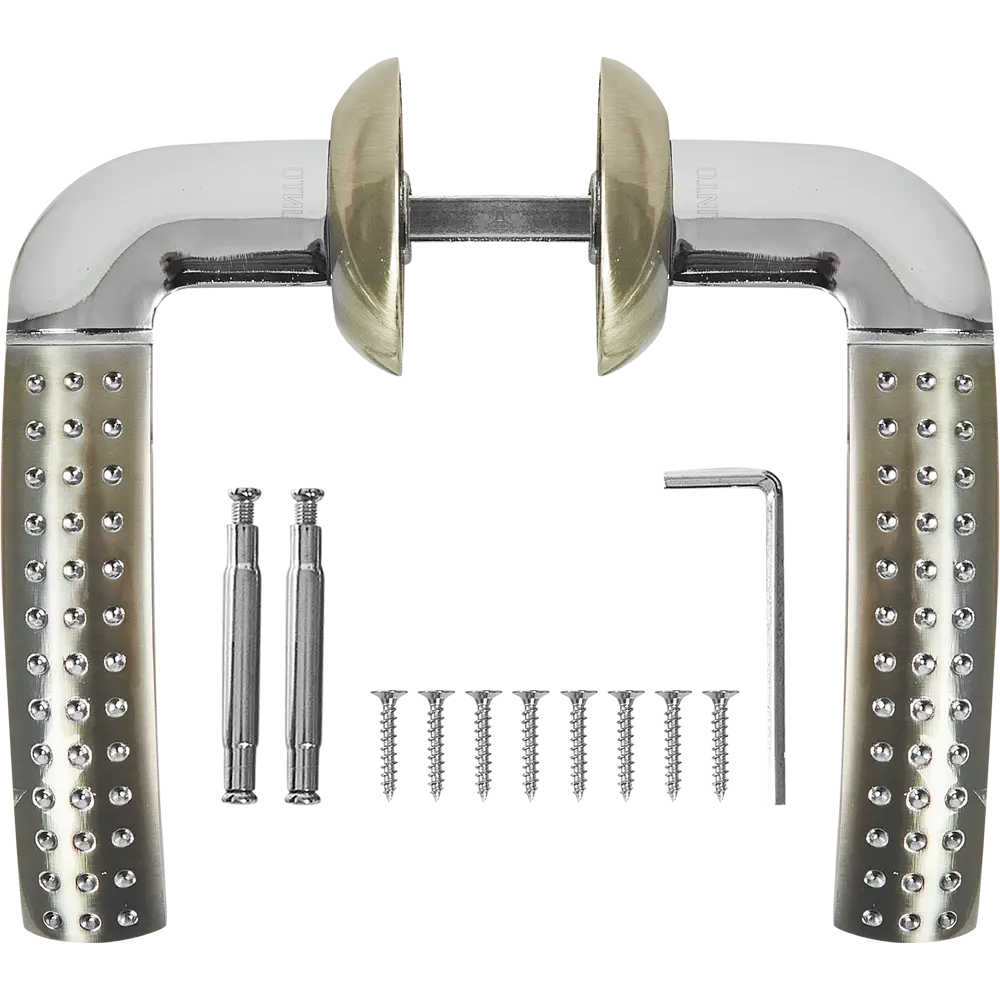 Ручки дверные на розетке Logica 4 алюминий цвет матовый никель/хром PUNTO STLM-2020128 - Вид №1
