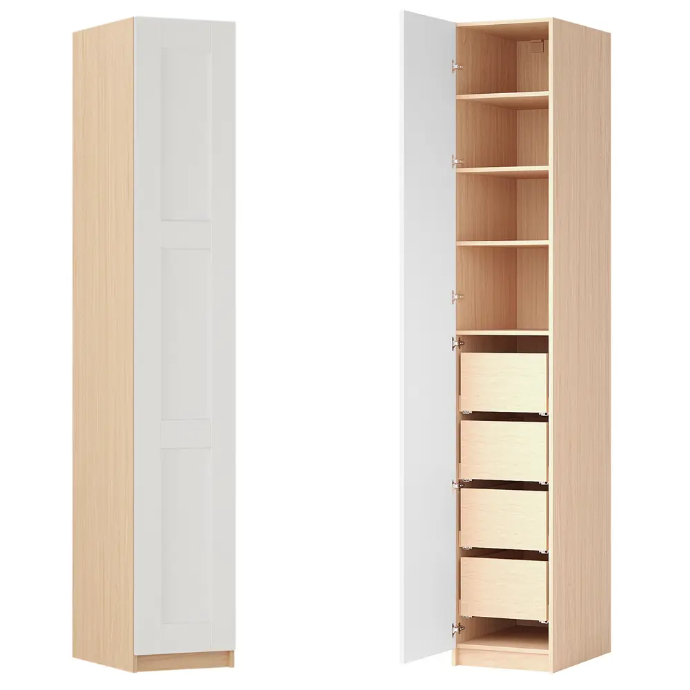 Шкаф распашной Реймс белый с  4 полками и 4 ящиками 40х232,2х54,5 ЛДСП каркас дуб комано Santreyd Лион STLM-2171617 - Вид №2