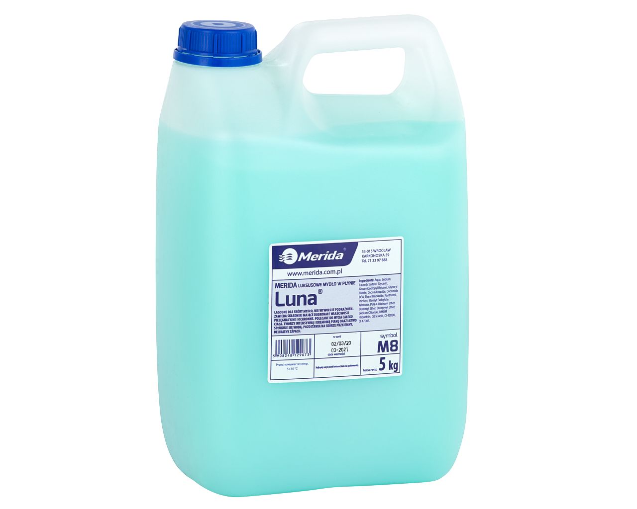M8 Жидкое мыло LUNA селадон, канистра 5 кг, аромат наоми Merida 