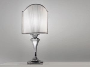 Металлическая светодиодная настольная лампа с тканевым абажуром