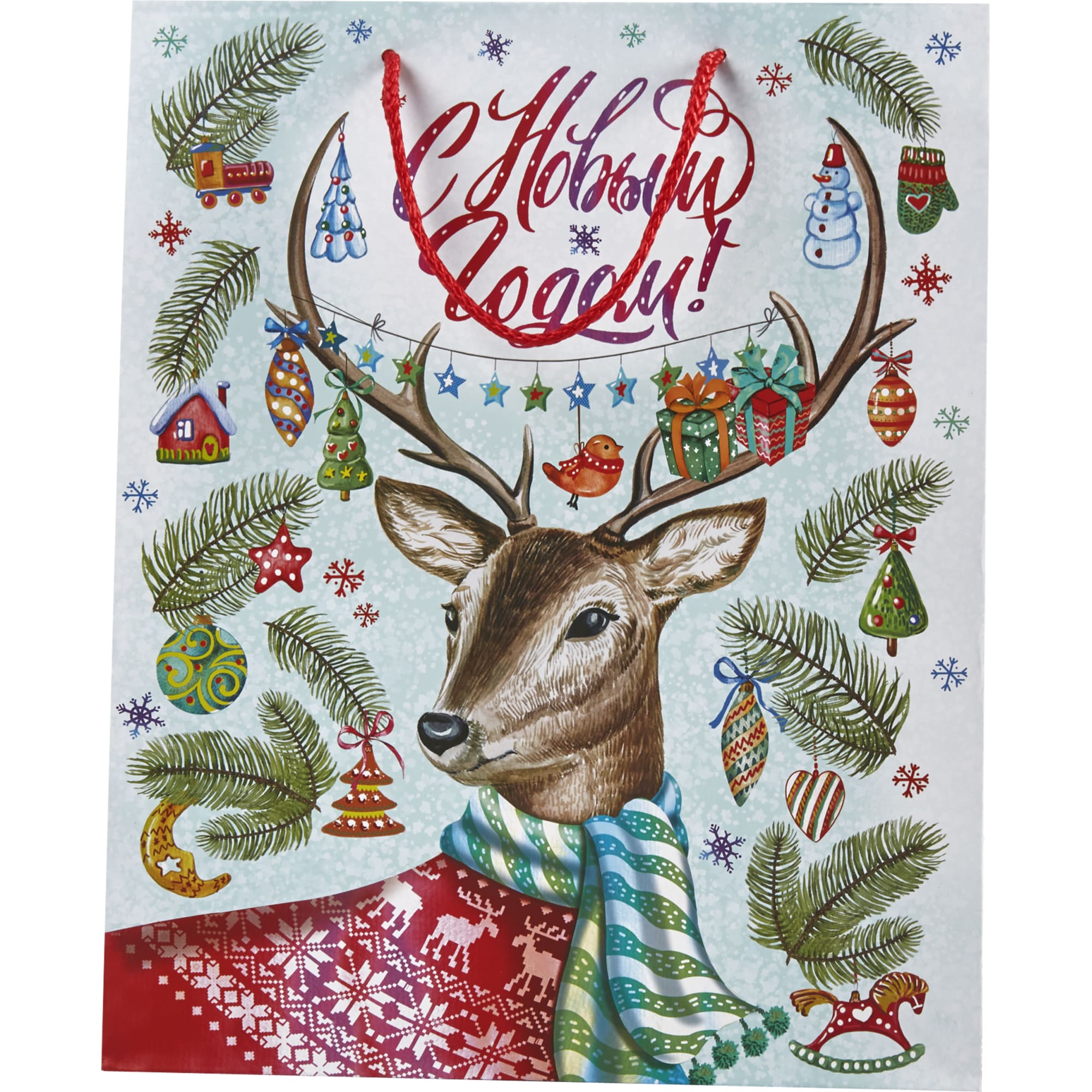 82304854 Пакет подарочный «Олень в свитере» 26x32 см Santreyd  - Вид №1