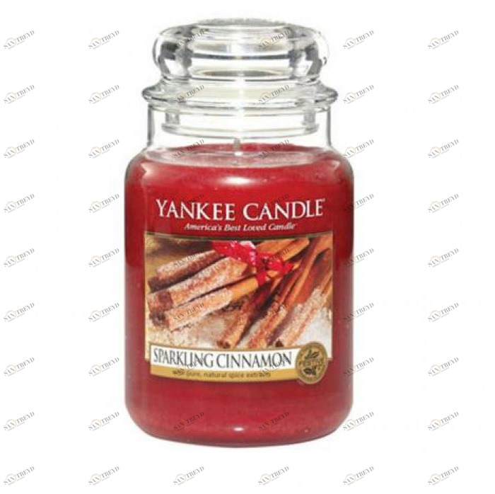 Свеча большая в стеклянной банке "Сверкающая корица" Sparkling Cinnamon 623 гр 110-150 часов YANKEE CANDLE  267864 Красный 