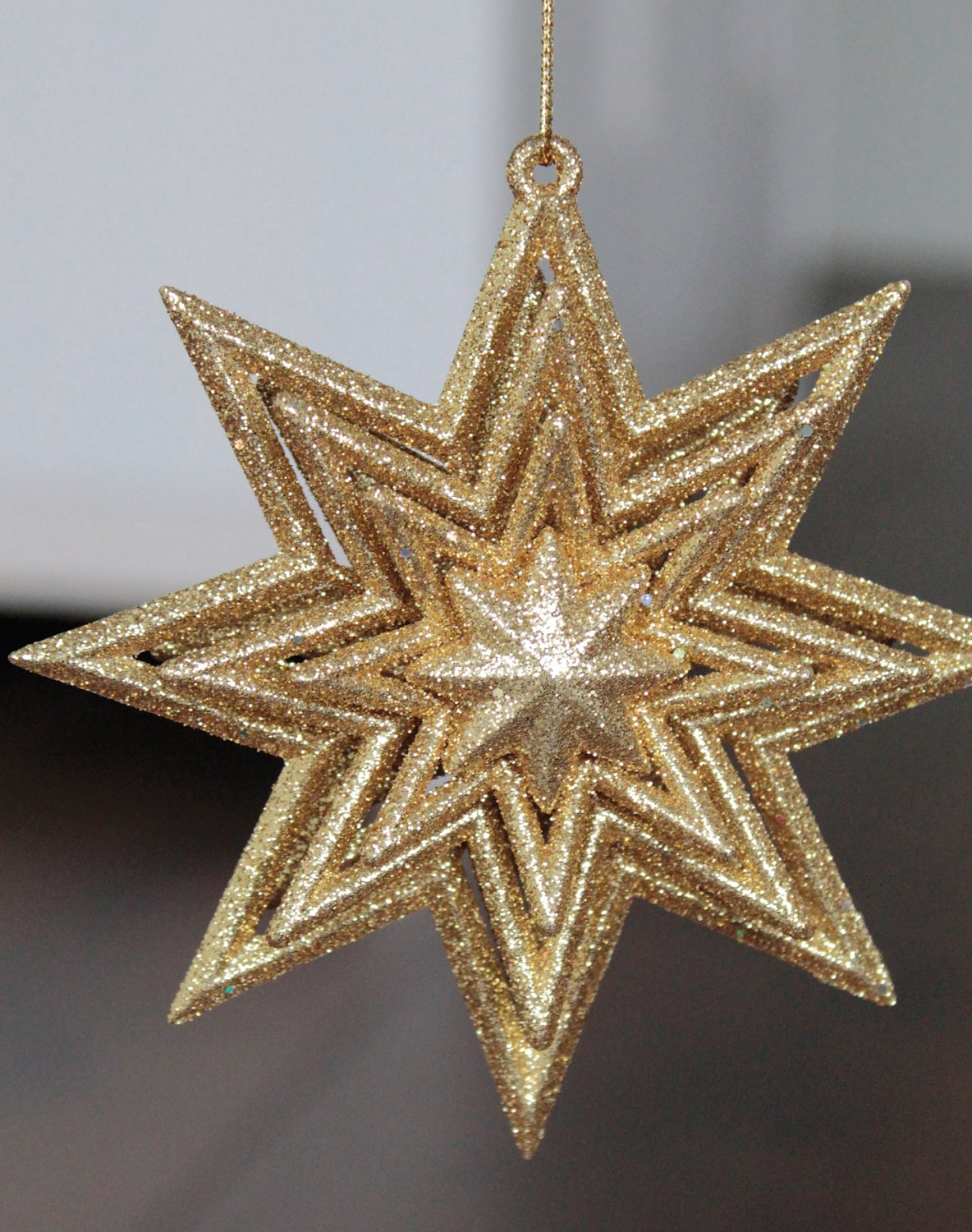 1301 331 a2 Декоративная звезда, акрил, с блестками, Ø 11 см, золото H-andreas  - Вид №1