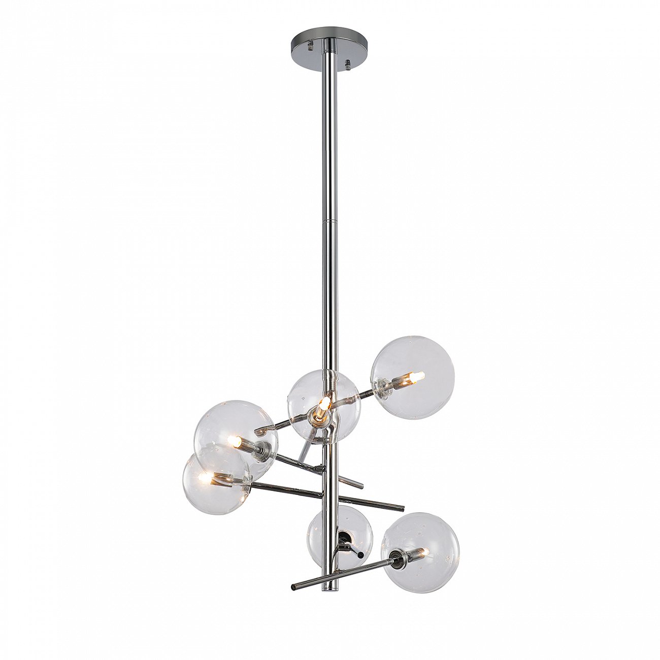 Светильник подвесной на 6 ламп 105х58 см хром Globe Mobile MX19009070-6A DELIGHT COLLECTION ДИЗАЙНЕРСКИЕ 00-3883162 Прозрачный;хром  - Вид №1