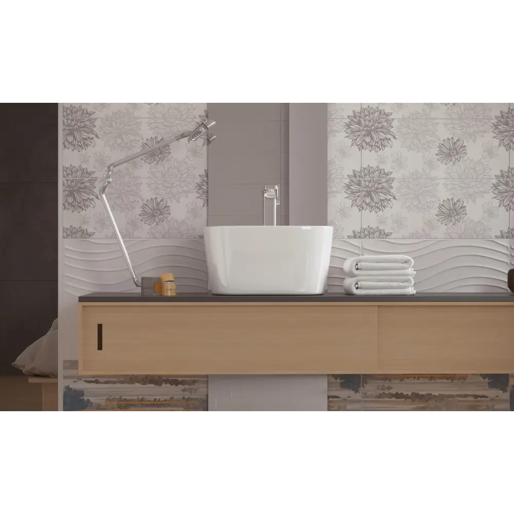 Плитка настенная Osaka 20x50 см 1.3 м² цвет тёмно-серый 82497524 STLM-2160454 Golden Tile - Вид №4