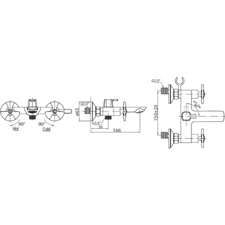 Смеситель для ванны и душа ELICA ELI-VAS-CRM/Tre BELBAGNO  - Вид №1