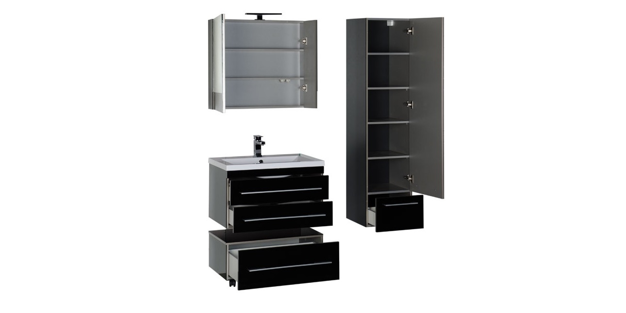 Комплект мебели Aquanet Верона 75 черный (подвесной 2 ящика) 00175472 - Вид №2