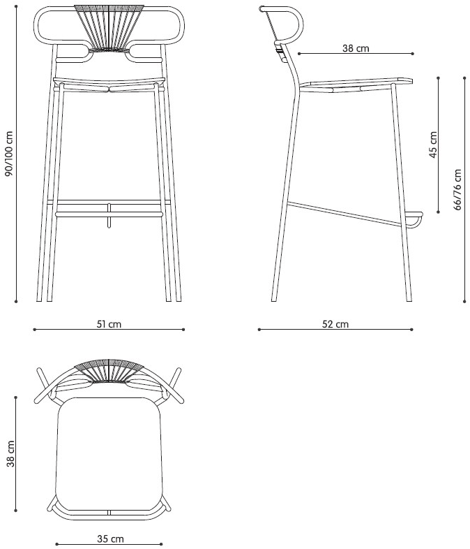 Табурет из металла и бука с подставкой для ног Genoa 0049-met-cross Santreyd - Вид №3