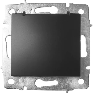 Розетка Lezard Karina с заземлением с крышкой цвет черный бархат