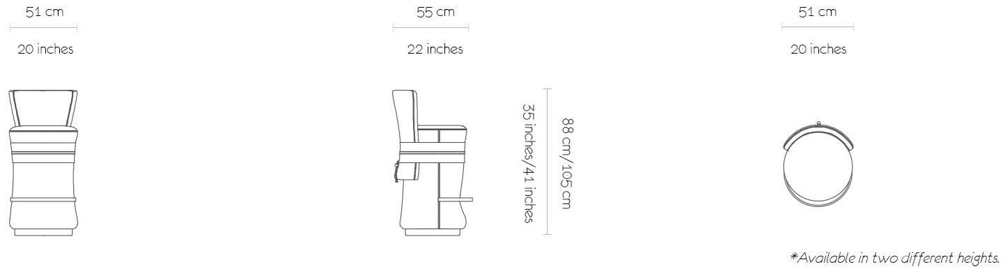 MORADA Высокий кожаный табурет с подставкой для ног Fascetta Fascetta bs - Вид №3