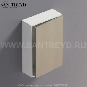 LIFT Модульный шкаф 60 см с правой дверью на доводчиках. Модули могут располагаться горизонтально и вертикально. Отделка: белая краска и серый дуб. AMOB051RCLZDX