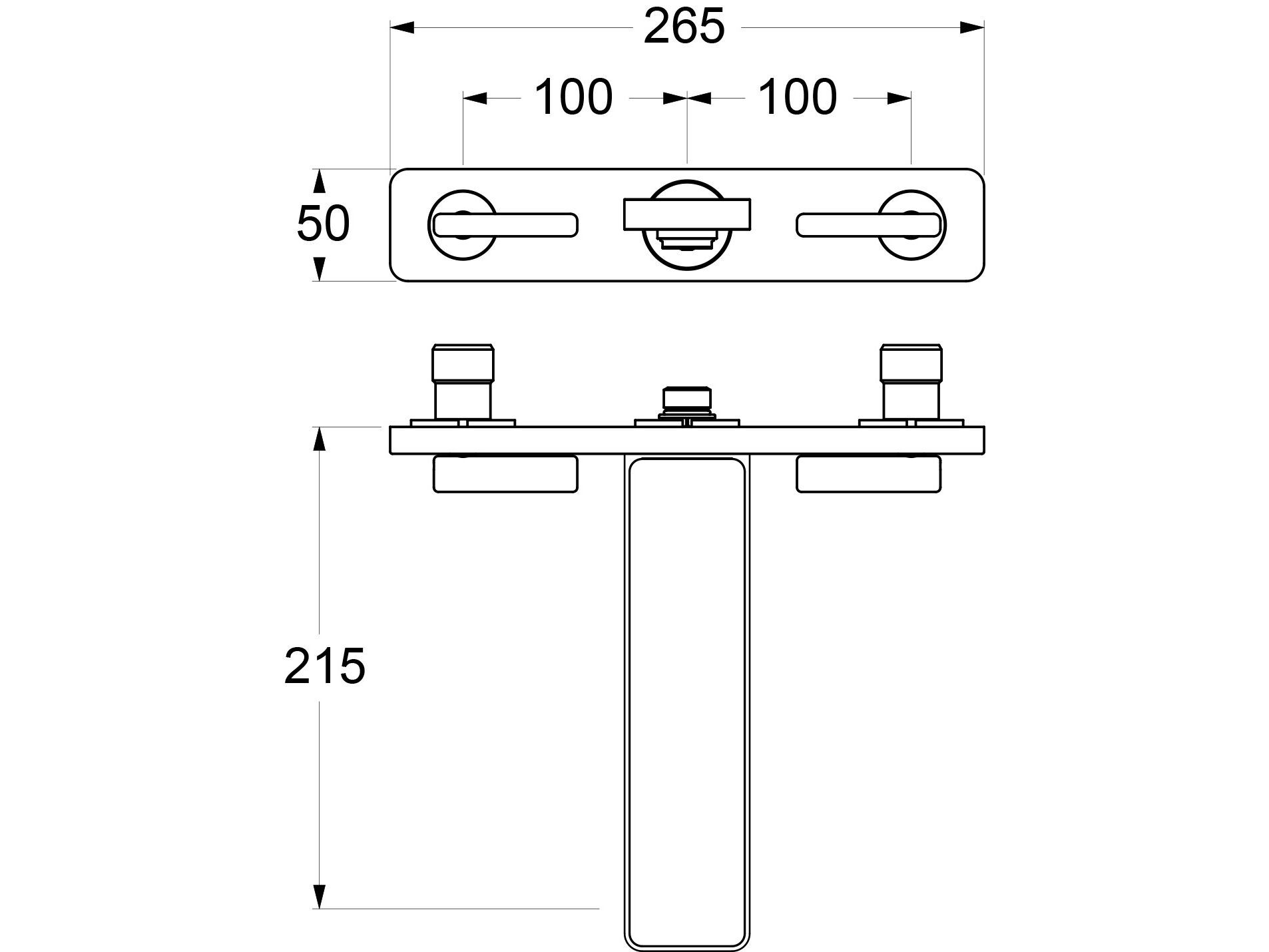 Настенный смеситель для раковины с 3 отверстиями без слива GUGLIELMI RUBINETTERIE GZero ARCH-00001726 - Вид №3