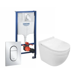91411459 Комплект 3 в 1 инсталляция Grohe Solido 39504000 с подвесным унитазом WeltWasser Heimbach 041 GL-WT, кнопка хром STLM-1480318