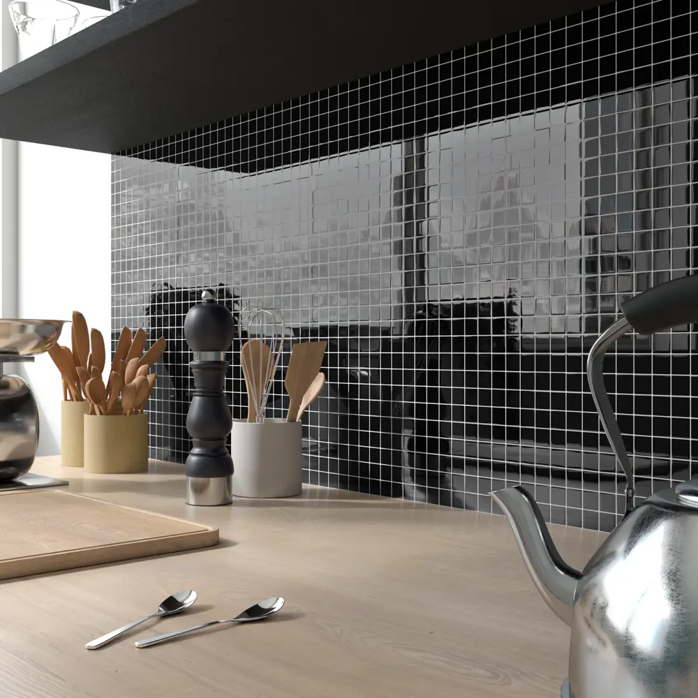 Стеклянная мозаика ARTENS Black 30×30 см для интерьера ванной 15093895 Clear STLM-0005417 - Вид №7