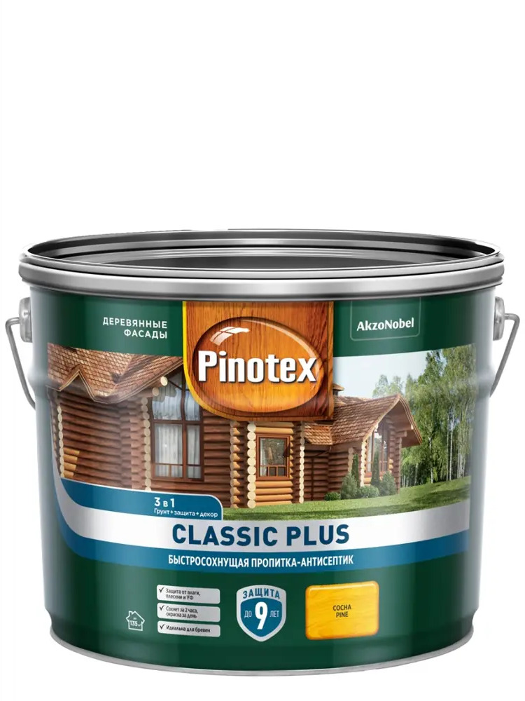 90359964 Защитно-декоративная пропитка для дерева лессирующая Pinotex полуматовая цвет сосна 9 л STLM-0859618