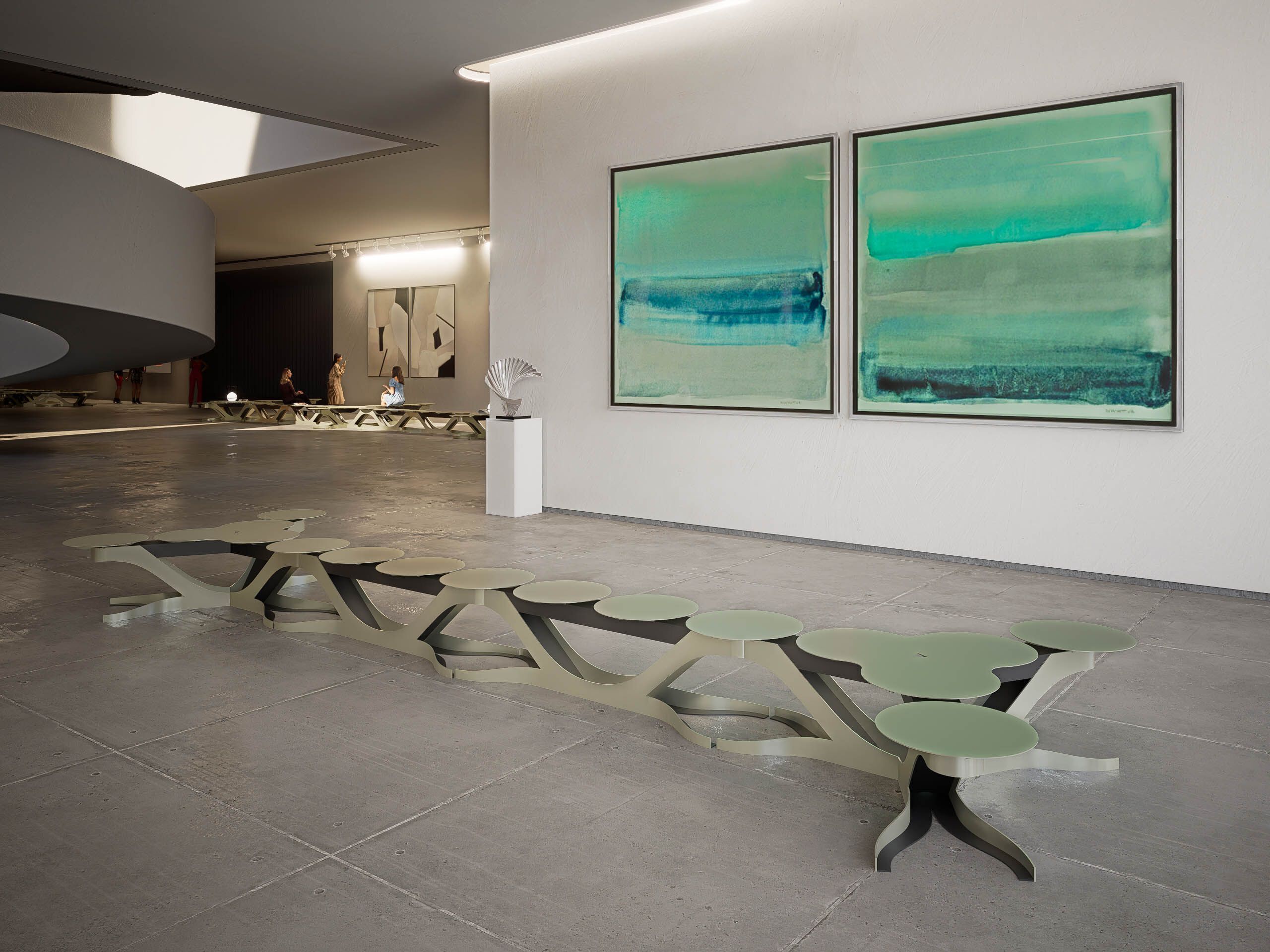 Модульная стальная скамья с порошковым покрытием на стержне CITYSì плющ ARCH-00127995 - Вид №5