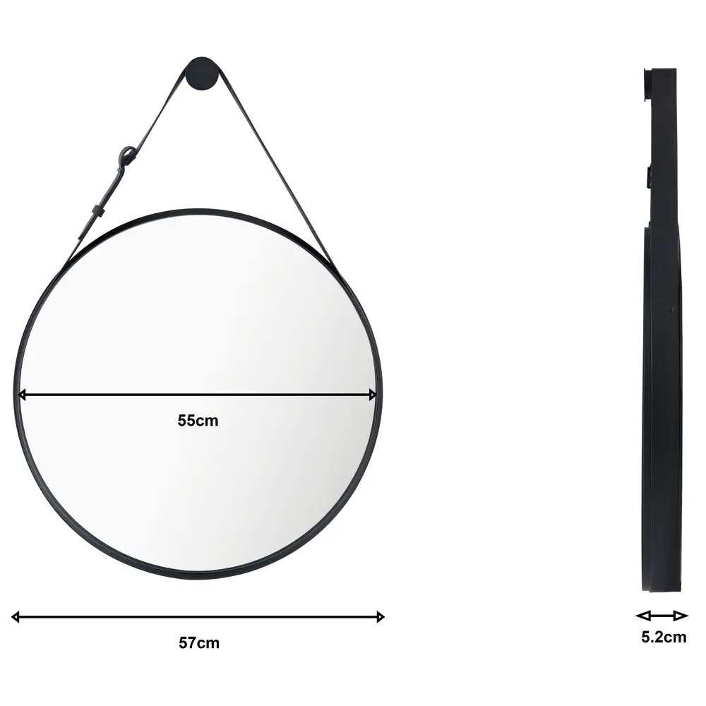 INSPIRE Barbier Black — круглое зеркало с ременной рамой 57 см 86484794 STLM-0833350 - Вид №7