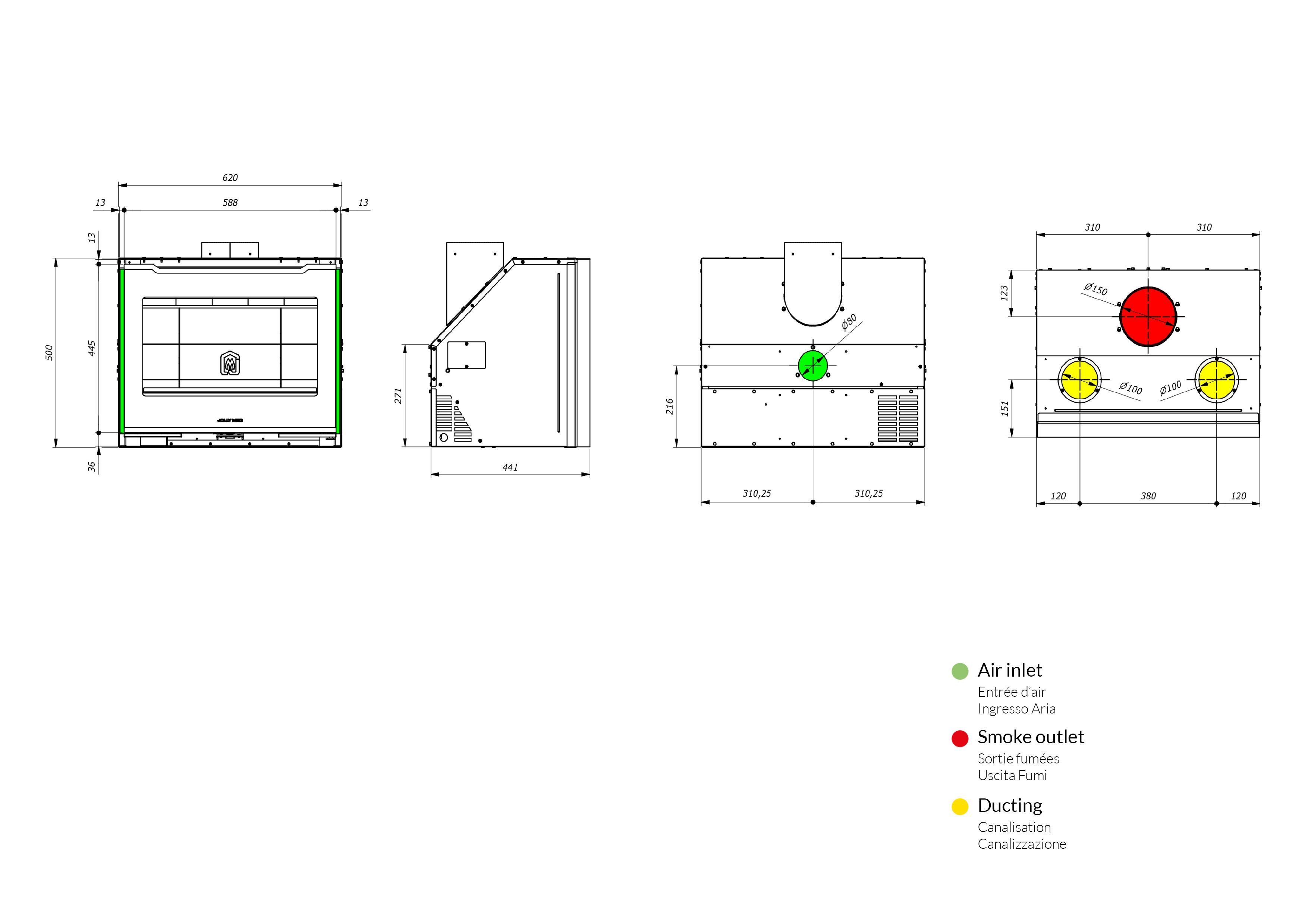 Вставка для дровяного камина Jolly Mec воздушные системы ARCH-00000636