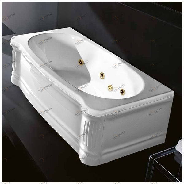 Ванна Gruppo treesse New Classic STD-V6777-SX-GD белая с гидромассажем прямоугольная левая  с золотой фурнитурой STDV6777SXGD