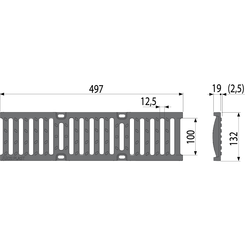 Pешетка для дренажного канала AVZ103 чугунная C250 ALCAPLAST AVZR202 - Вид №1