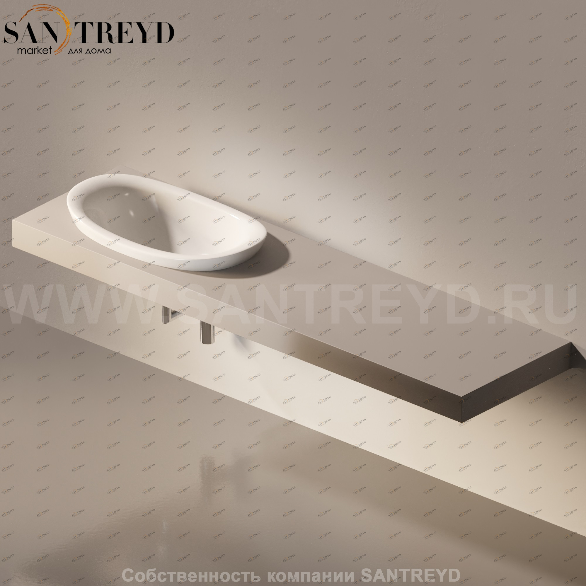 Flaminia IO e SI Столешница с отверстием под раковину от 100 до 250 см серая IO75M4.1019 Ceramica Flaminia IO75M41019