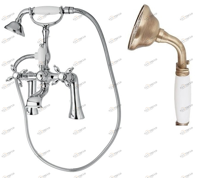 Смеситель на борт ванны с ручным душем, шлангом 150 см CEZARES NOSTALGIA-PBV-02-Bi