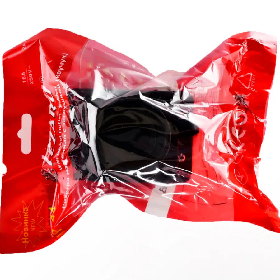 Розетка наружной уст. прямая с заглушкой 2Р+РЕ 1х16А 220-240V черный LEZARD 106-0400-0103