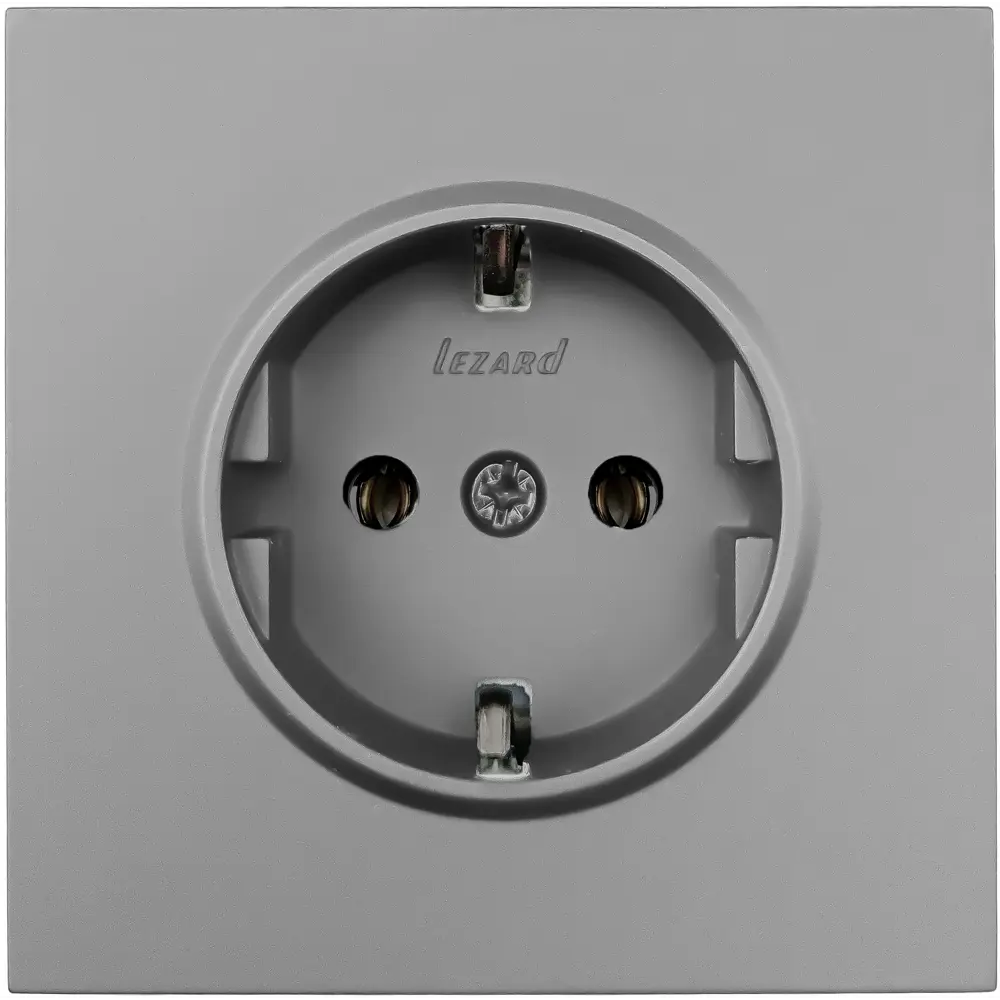 Розетка Lezard Zima с заземлением, серый матовый 89398387 STLM-1572086