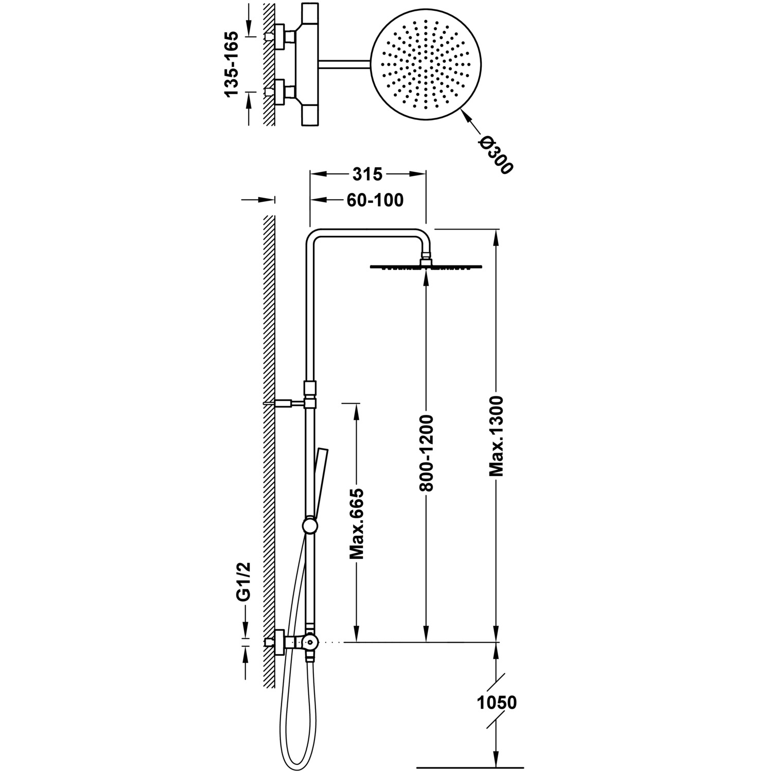 Двухходовой настенный термостатический смеситель для душа TRESMOSTATIC-26121001 TRES Thermostatic - Вид №1
