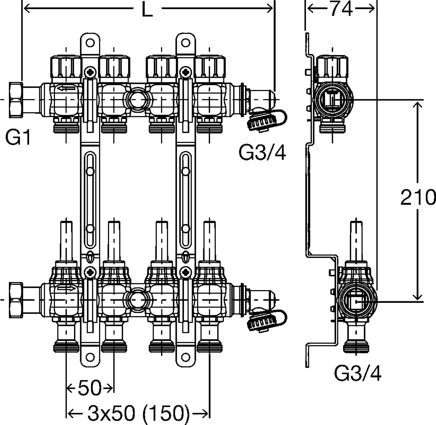 786 878 Модель 1010 Трубопроводные системы  Fonterra панельное отопление  Коллекторы  Нержавеющая сталь Santreyd  - Вид №2