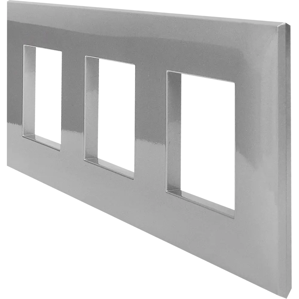 Рамка для розеток и выключателей DKC Avanti 3 поста цвет закаленная сталь STLM-2117076 - Вид №2