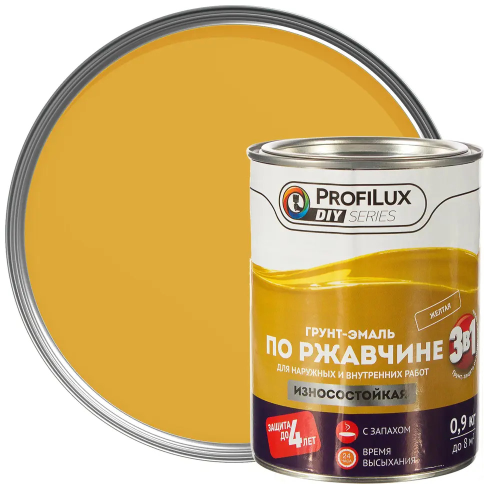 PROFILUX Грунт-эмаль 3в1 по ржавчине желтая 0.9 кг 14542409