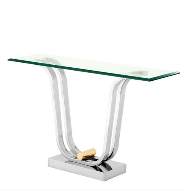 Консоль металлическая со стеклянной столешницей, хром Julien от Eichholtz EICHHOLTZ EICHHOLTZ 060939 Прозрачный;хром  - Вид №1
