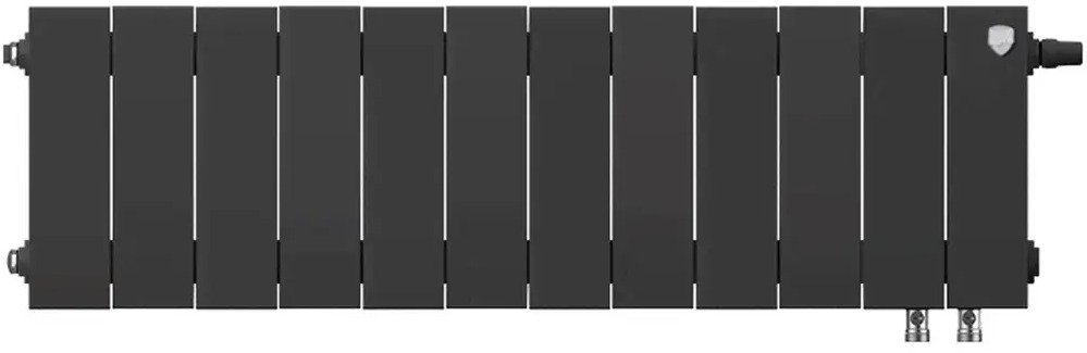 86733738 Радиатор секционный Royal Thermo Pianoforte VDR 200/100 12 секций нижнее правое подключение биметалл черный STLM-0071109