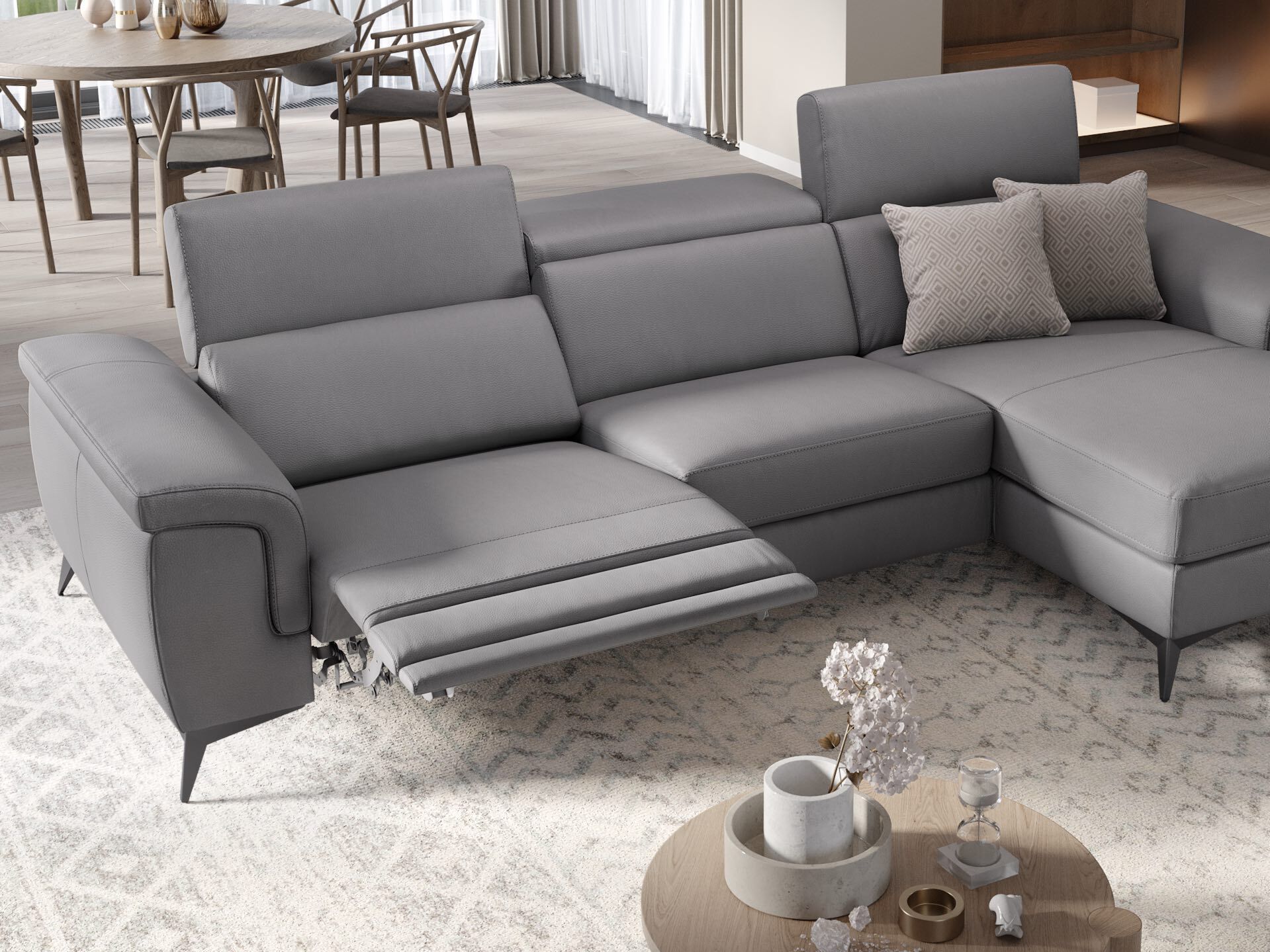 Кожаный диван с полуостровом Sofanella Amaro ARCH-00111949 - Вид №1