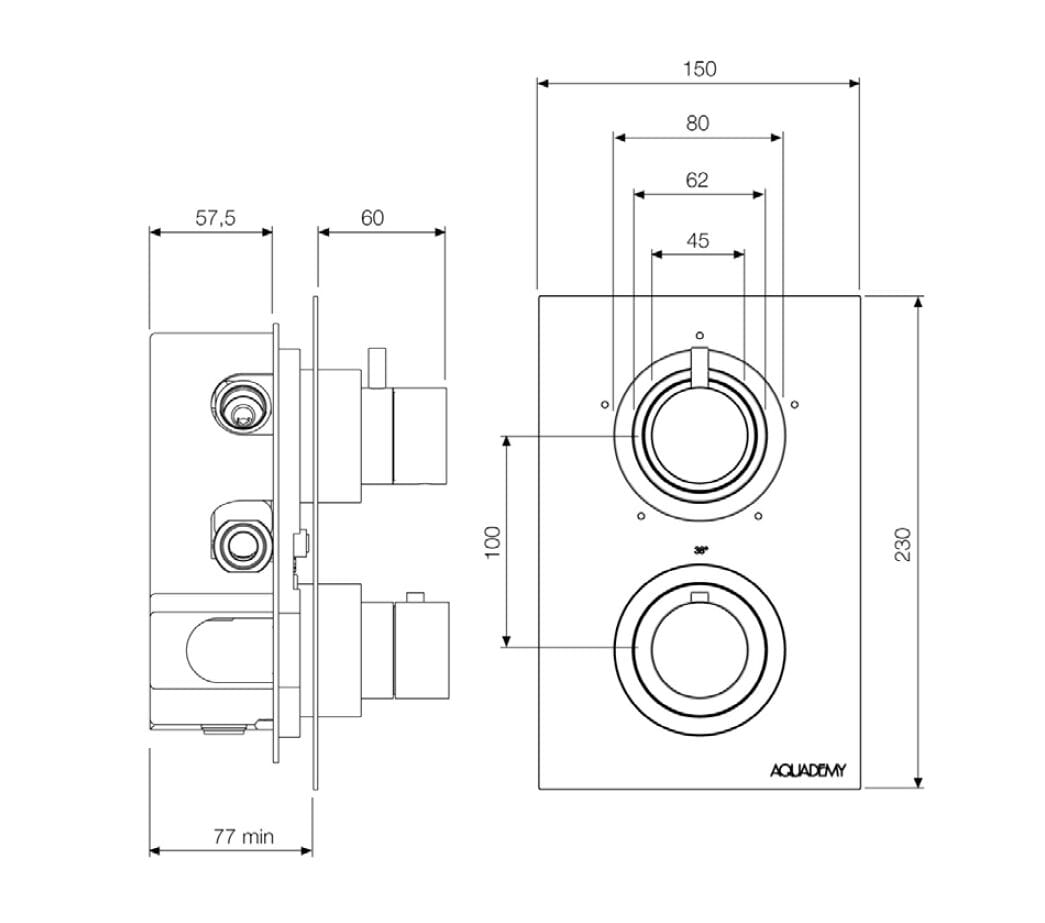 Термостатический смеситель для душа с 2 отверстиями Aquademy круглый ARCH-00151360 - Вид №2