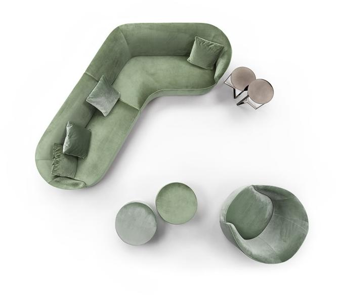 Marelli Изогнутый диван из ткани Moon sun-id-1418419 - Вид №6