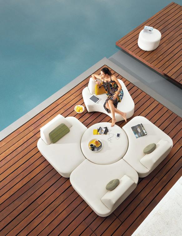 Правое угловое сиденье морской текстиль песочный Manutti Moon Island MNST424 - Вид №2