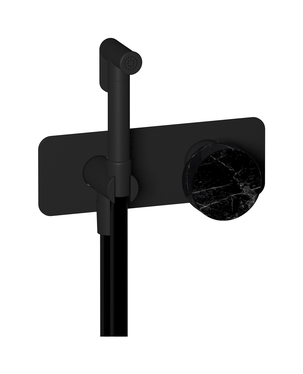 Внешние части гигенического душа со смесителем. WE ARE IB mr706np_2 Matt Black Marmo