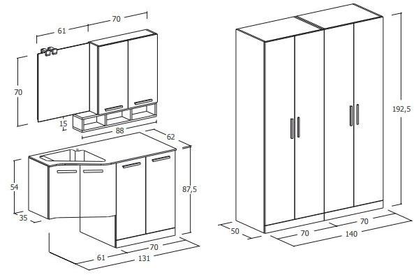 LEGNOBAGNO Шкаф для белья с распашными дверцами с раковиной Urban sun-id-1354378 - Вид №3