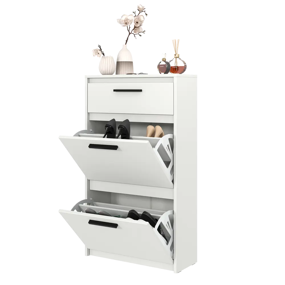 Шкаф для обуви Лион 60x103.9x24 см 2 ящика ЛДСП цвет белый Santreyd STLM-2208321 - Вид №11